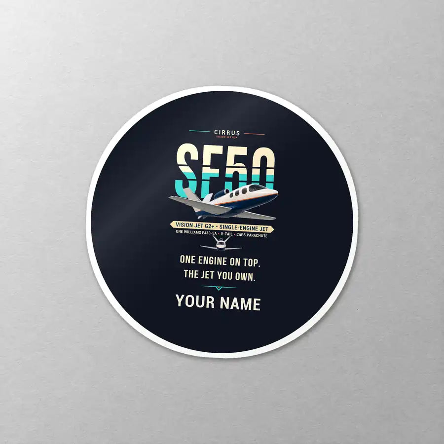 Cirrus Vision Jet G2+ - Original + Name - Circle Sticker - Close-up