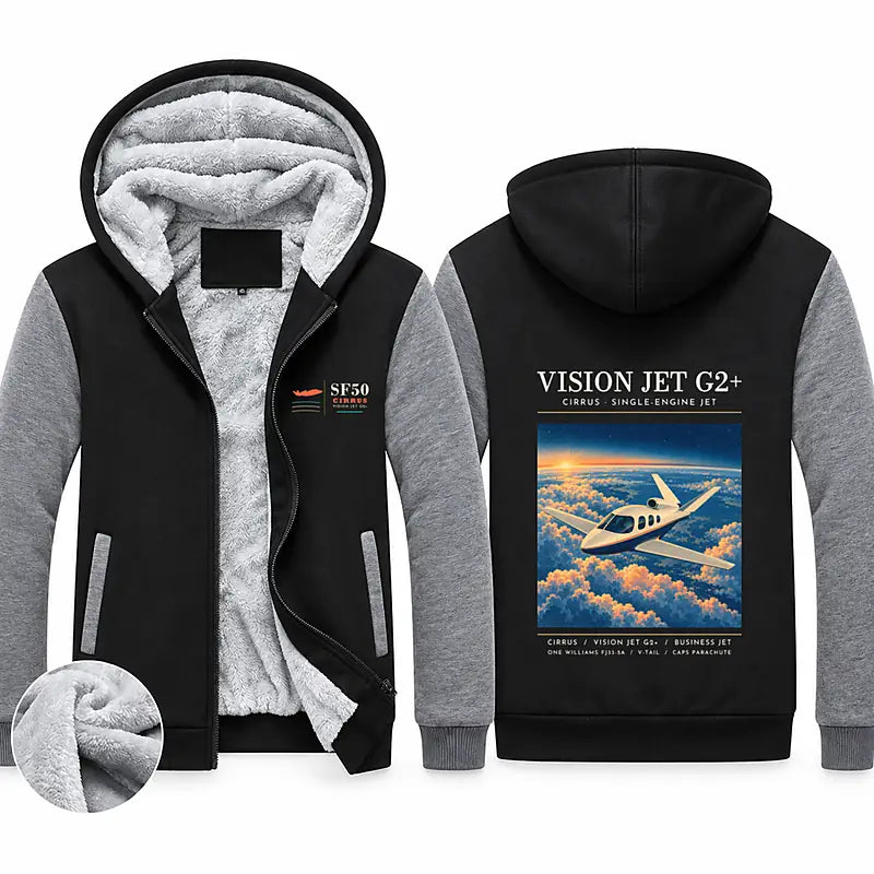 Cirrus Vision Jet G2+ Zipped Sweatshirts - Poster - Black & Gray