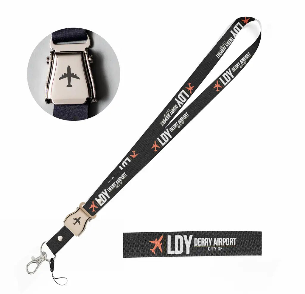 City of Derry Airport (LDY) seat belt lanyard - black