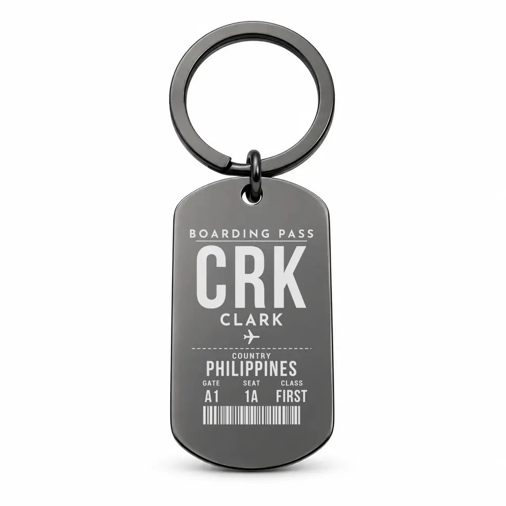Clark International Airport CRK - Key Chain - Boarding Pass Style - Black
