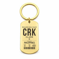 Thumbnail for Clark International Airport CRK - Key Chain - Boarding Pass Style - Gold