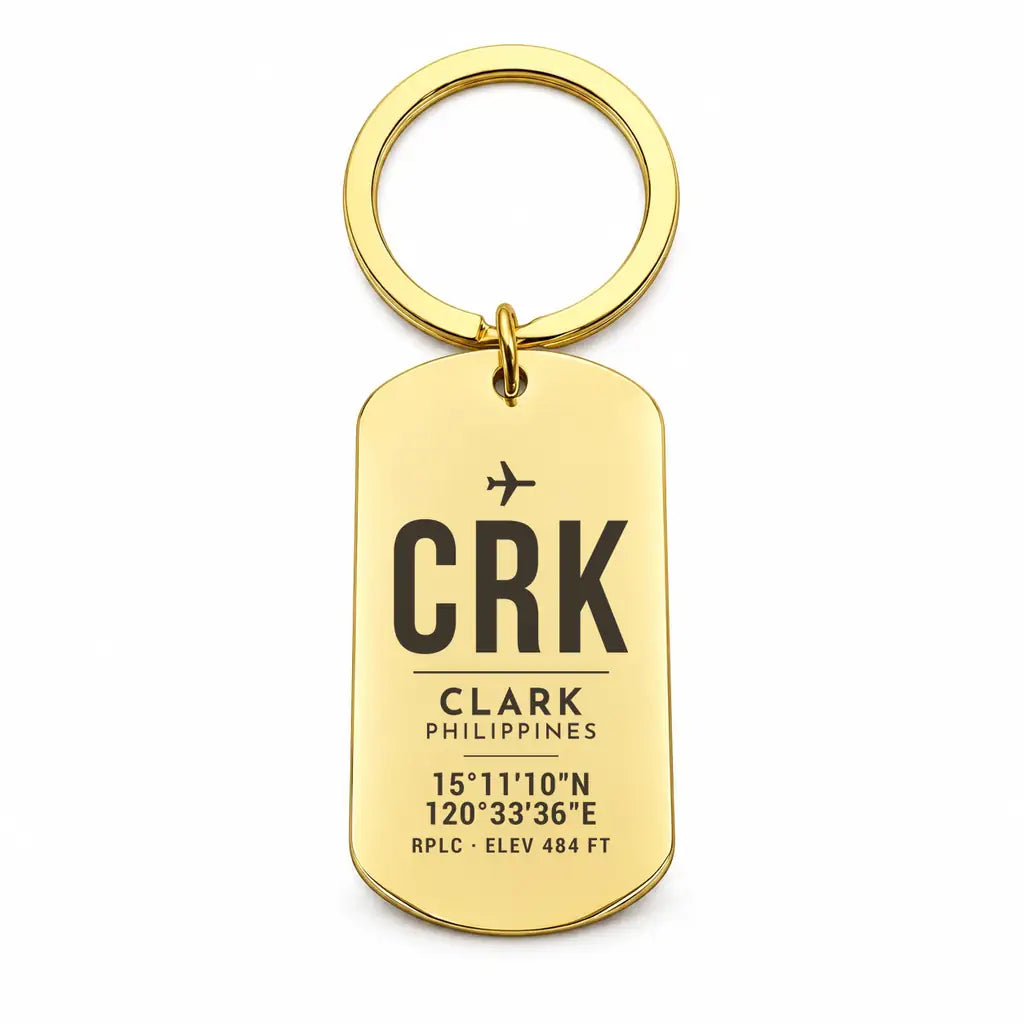 Clark International Airport CRK - Key Chain - Original Design - Gold