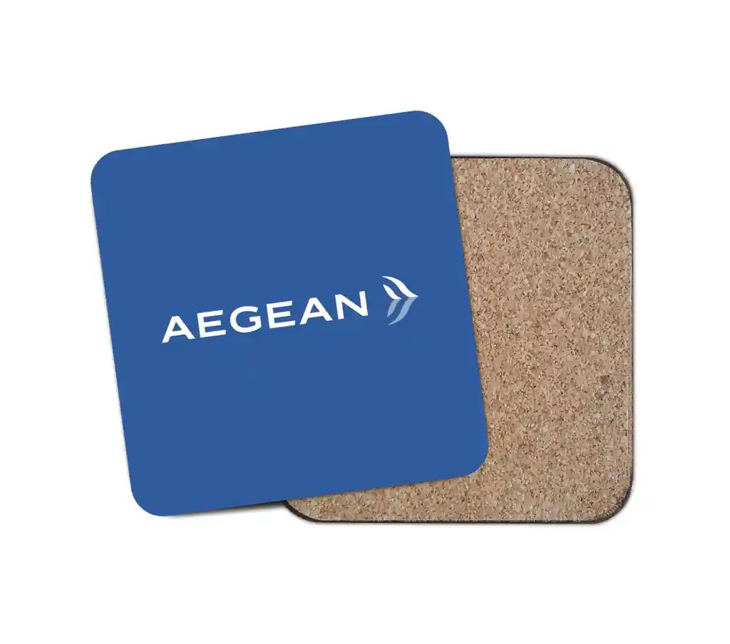Aegean Airlines design on blue 1 piece coaster