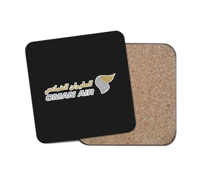 Oman Airlines design on black 1 piece coaster