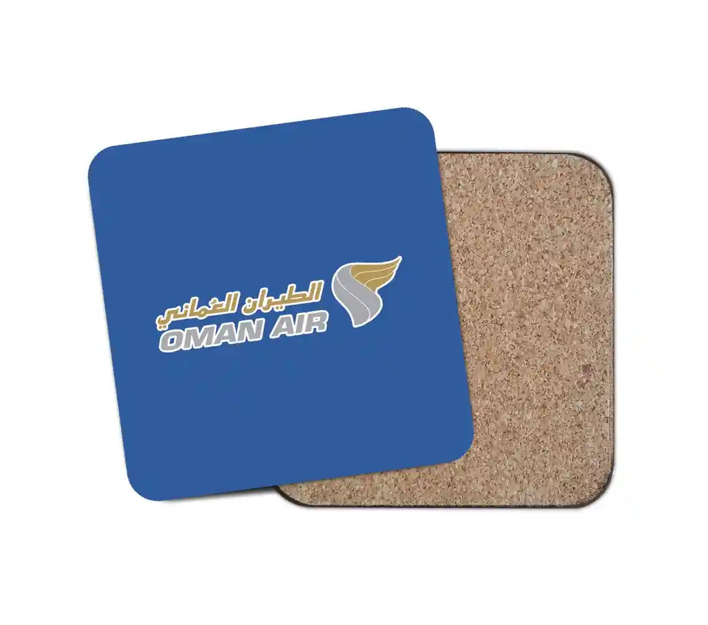 Oman Airlines design on blue 1 piece coaster
