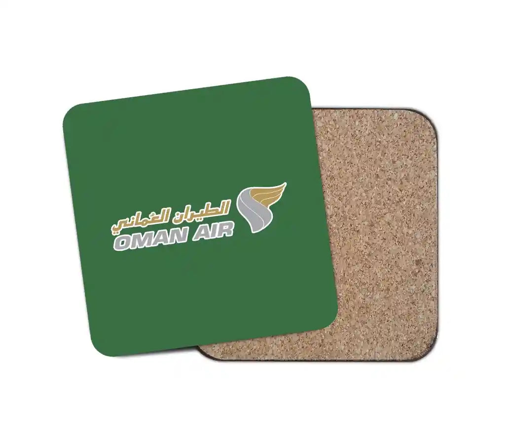 Oman Airlines design on green 1 piece coaster