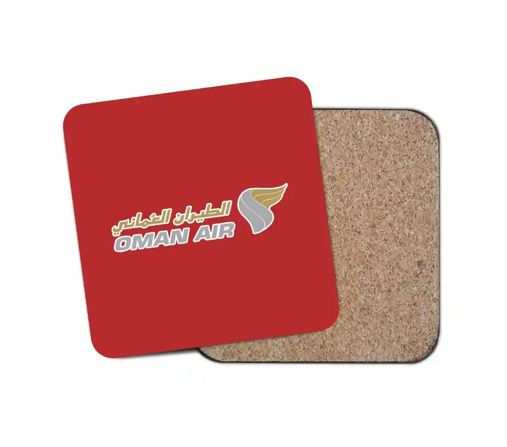 Oman Airlines design on red 1 piece coaster