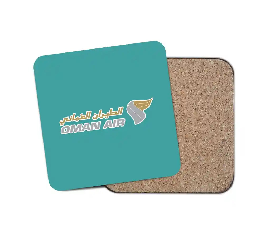 Oman Airlines design on turquoise 1 piece coaster