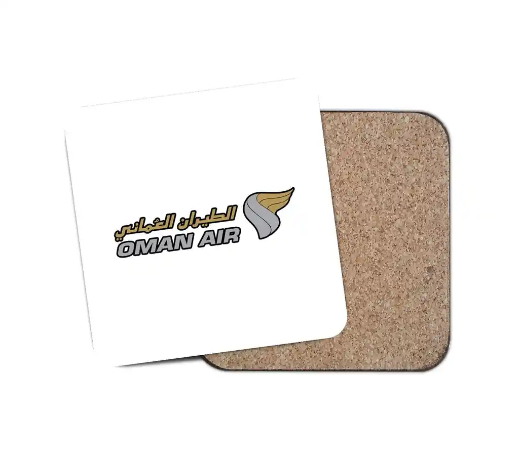 Oman Airlines design on white 1 piece coaster