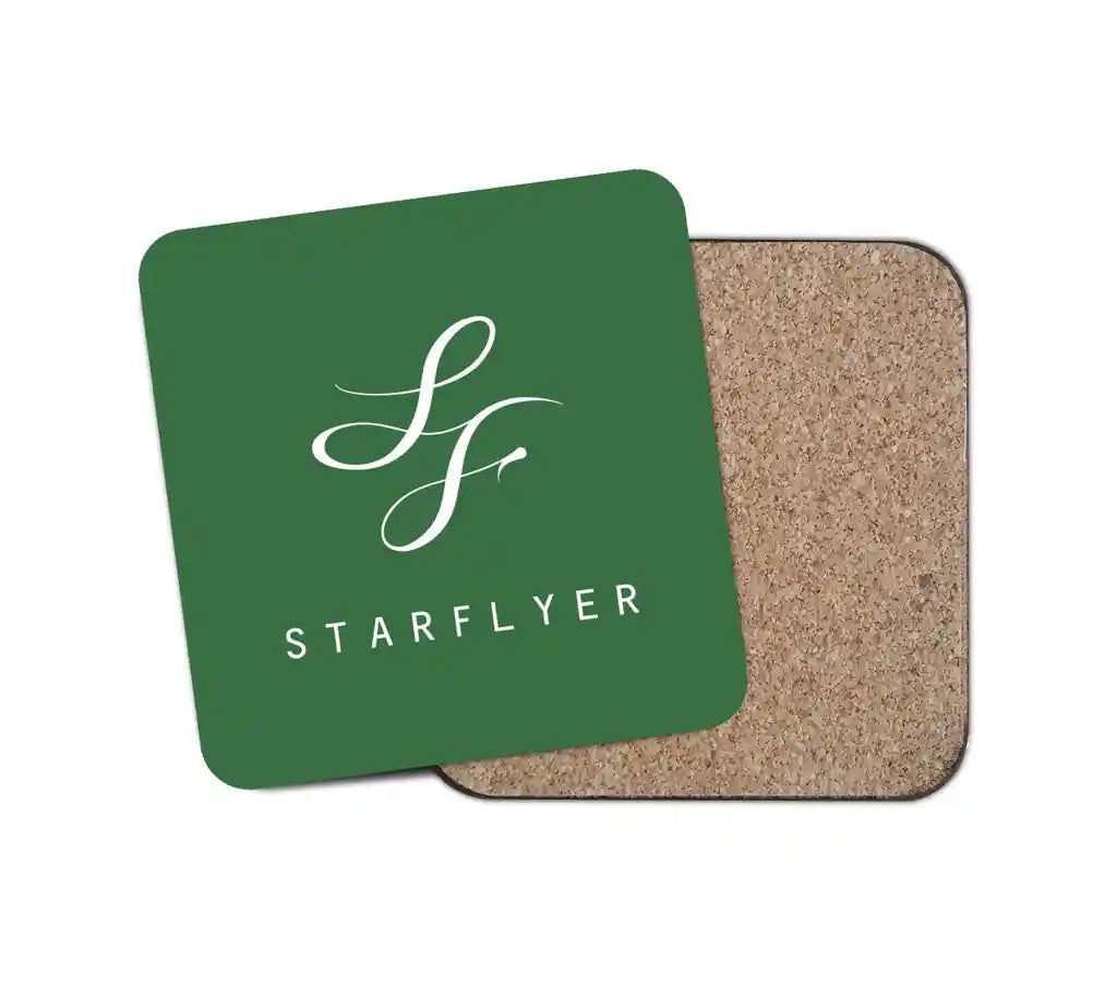 StarFlyer Airlines design on green 1 piece coaster