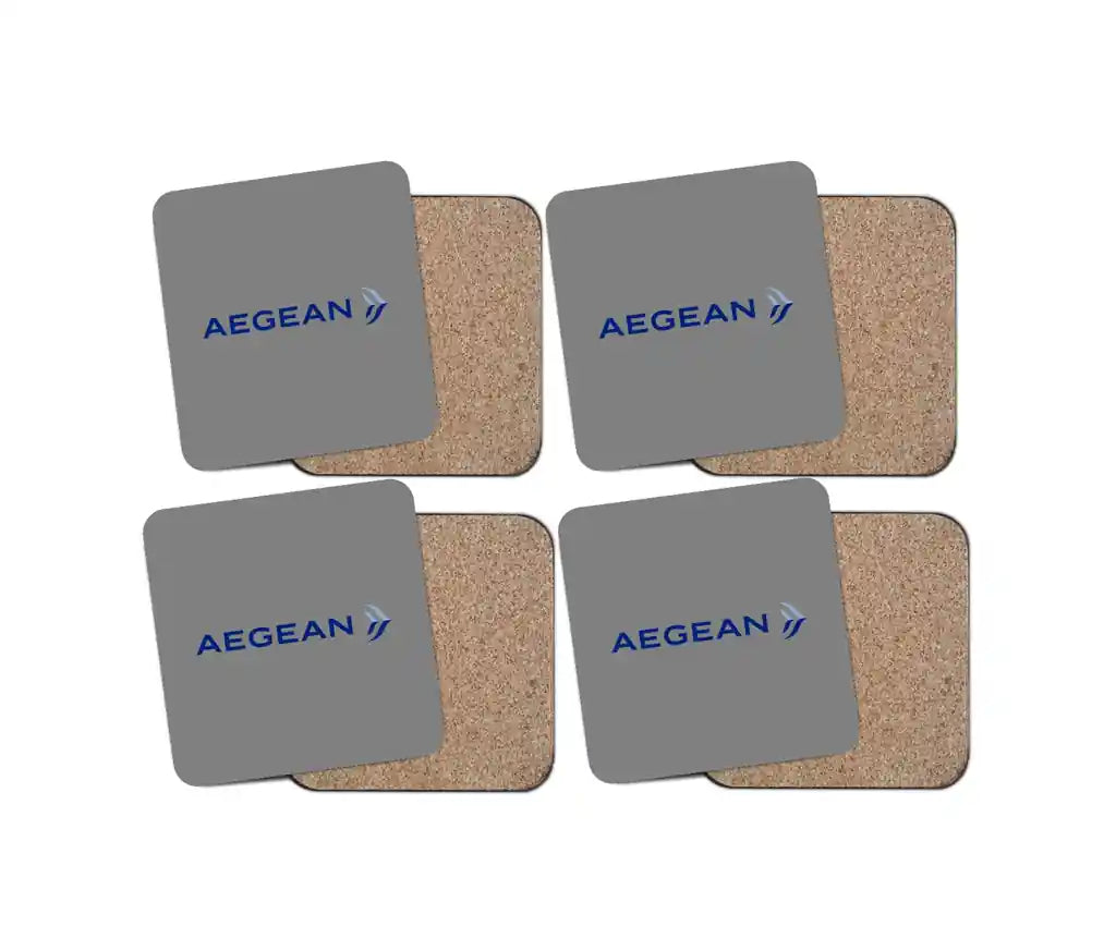 Aegean Airlines design on gray 4 pieces set coaster