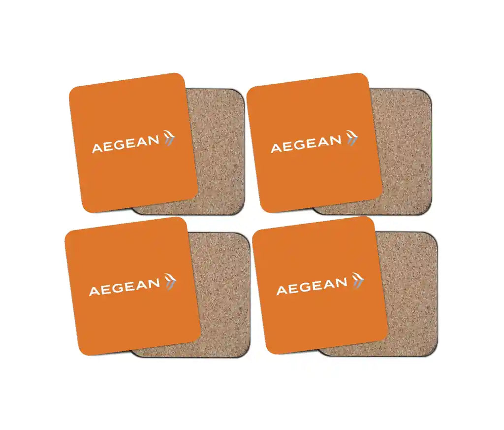 Aegean Airlines design on orange 4 pieces set coaster