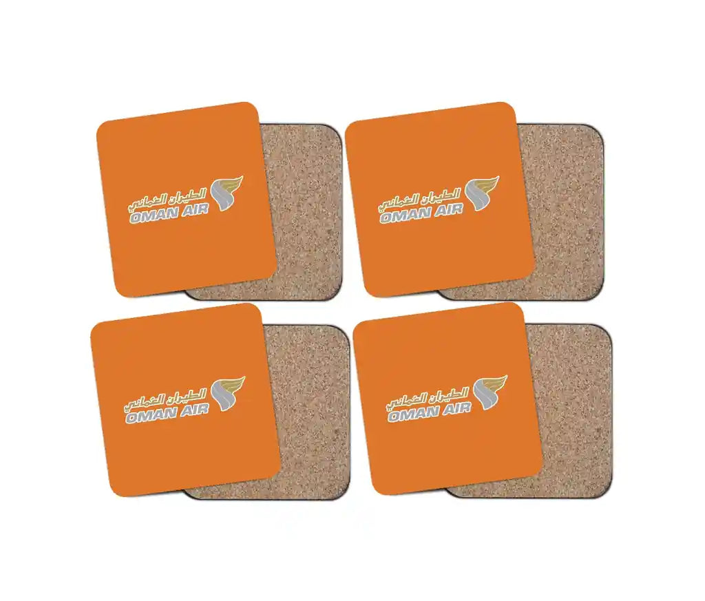 Oman Airlines design on orange 4 pieces set coaster