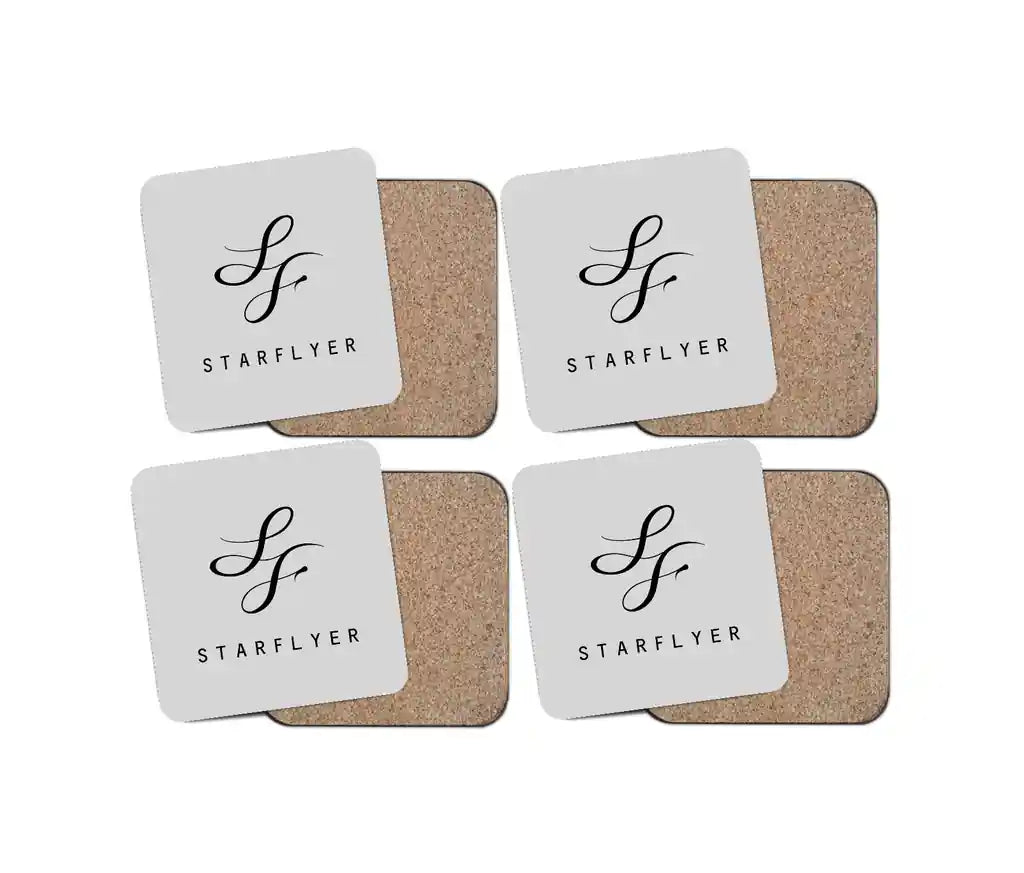 StarFlyer Airlines design on light gray 4 pieces set coaster