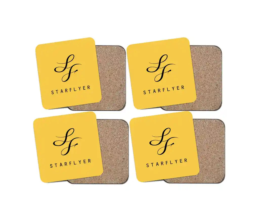 StarFlyer Airlines design on yellow 4 pieces set coaster