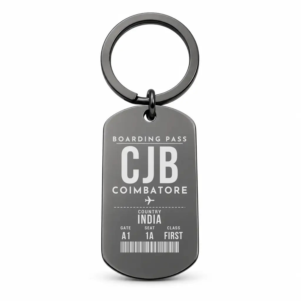 Coimbatore International Airport CJB - Key Chain - Boarding Pass Style - Black