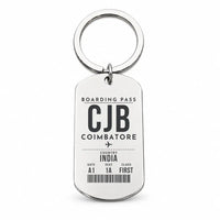 Thumbnail for Coimbatore International Airport CJB - Key Chain - Boarding Pass Style - Silver