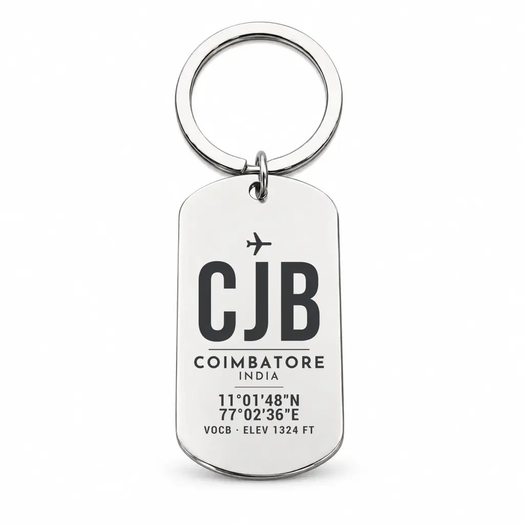 Coimbatore International Airport CJB - Key Chain - Original Design - Silver