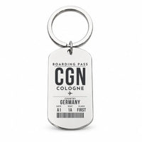 Thumbnail for Cologne Bonn Airport CGN - Key Chain - Boarding Pass Style - Silver