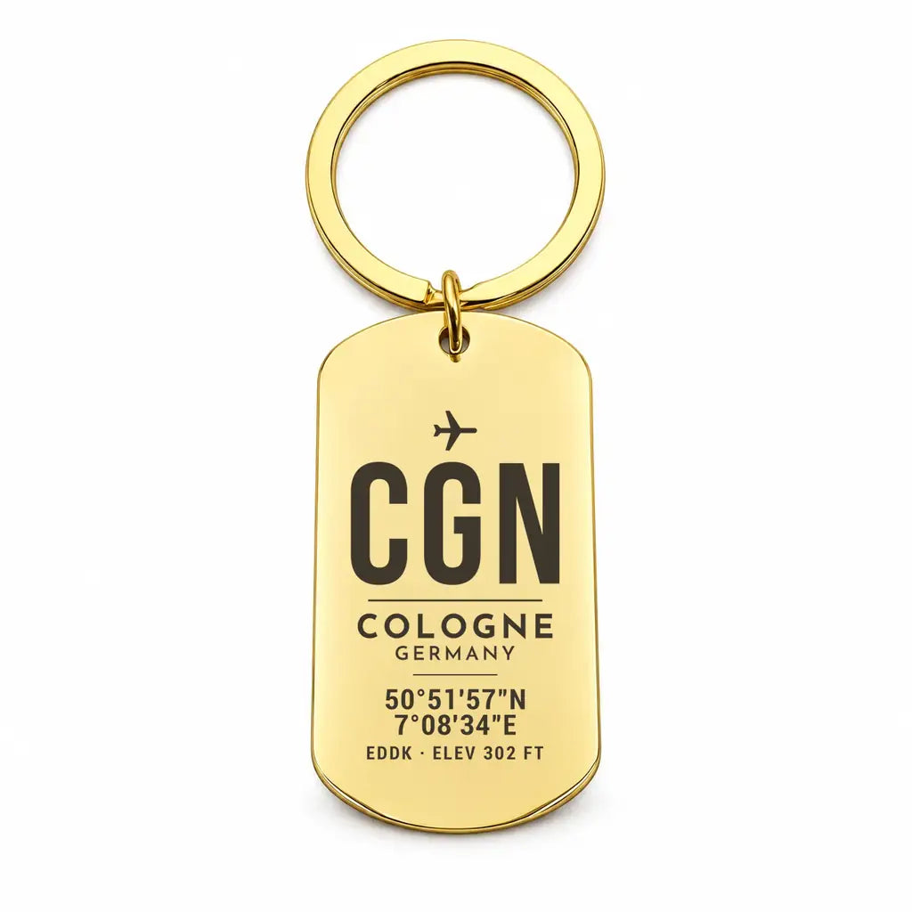 Cologne Bonn Airport CGN - Key Chain - Original Design - Gold