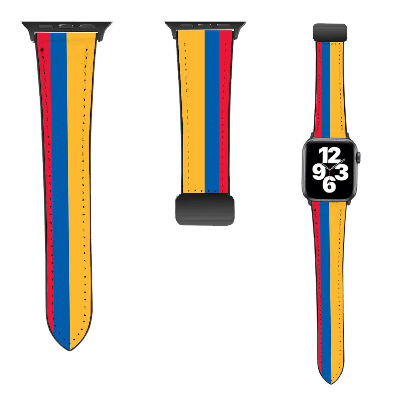 Colombia Flag Designed Leather Apple Watch Straps