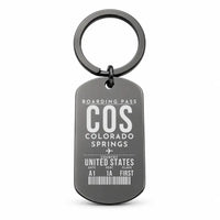 Thumbnail for Colorado Springs Airport COS - Key Chain - Boarding Pass Style - Black