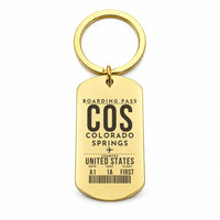 Thumbnail for Colorado Springs Airport COS - Key Chain - Boarding Pass Style - Gold