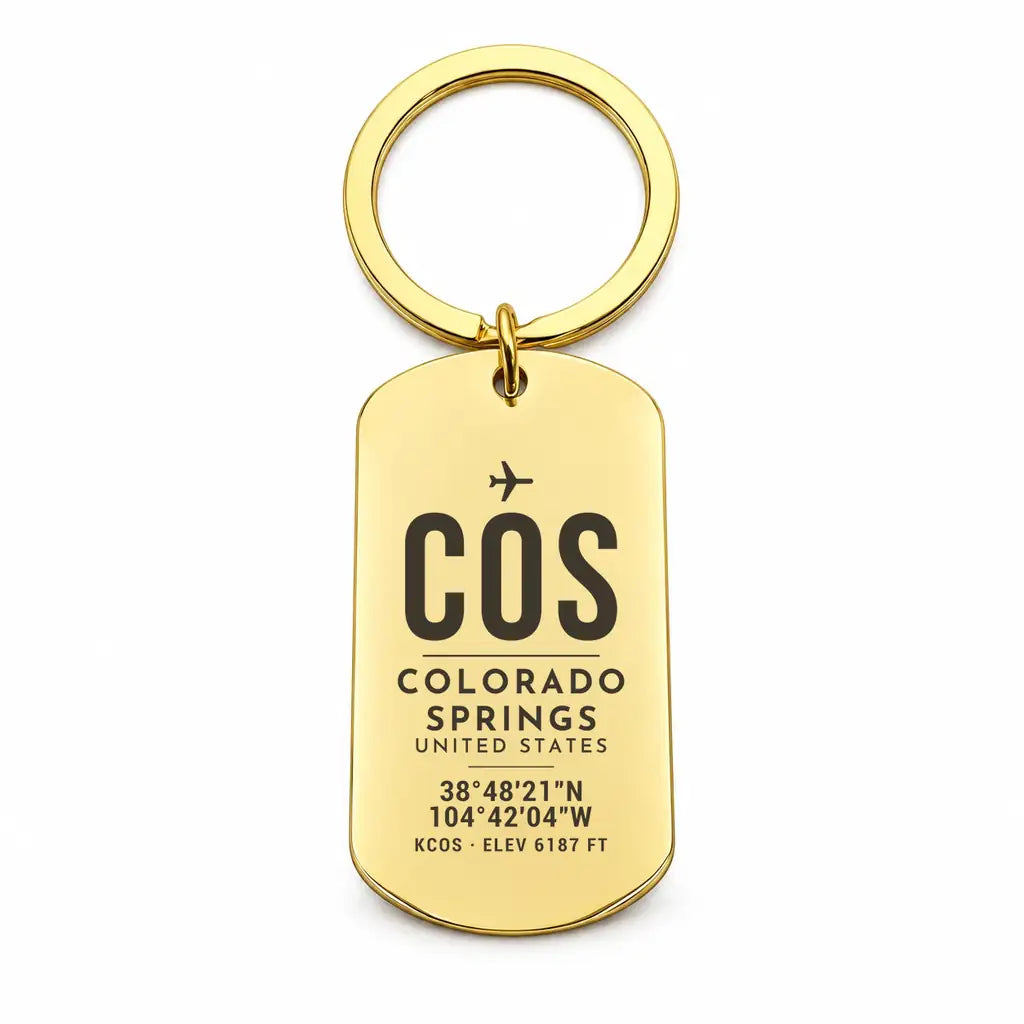 Colorado Springs Airport COS - Key Chain - Original Design - Gold