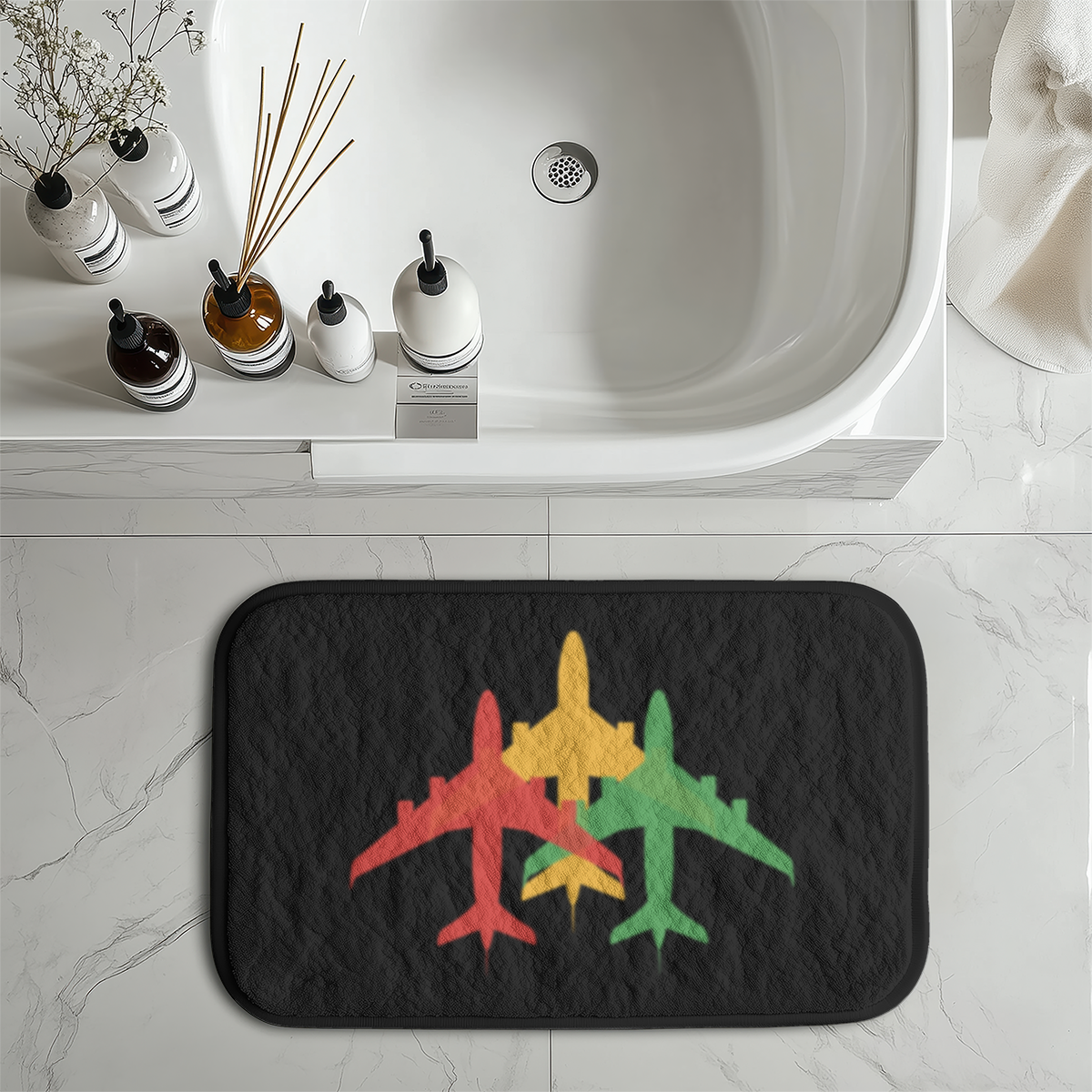 Colourful 3 Airplanes Designed Bath Mats