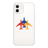 Thumbnail for Colourful 3 Airplanes Designed Transparent Silicone iPhone Cases