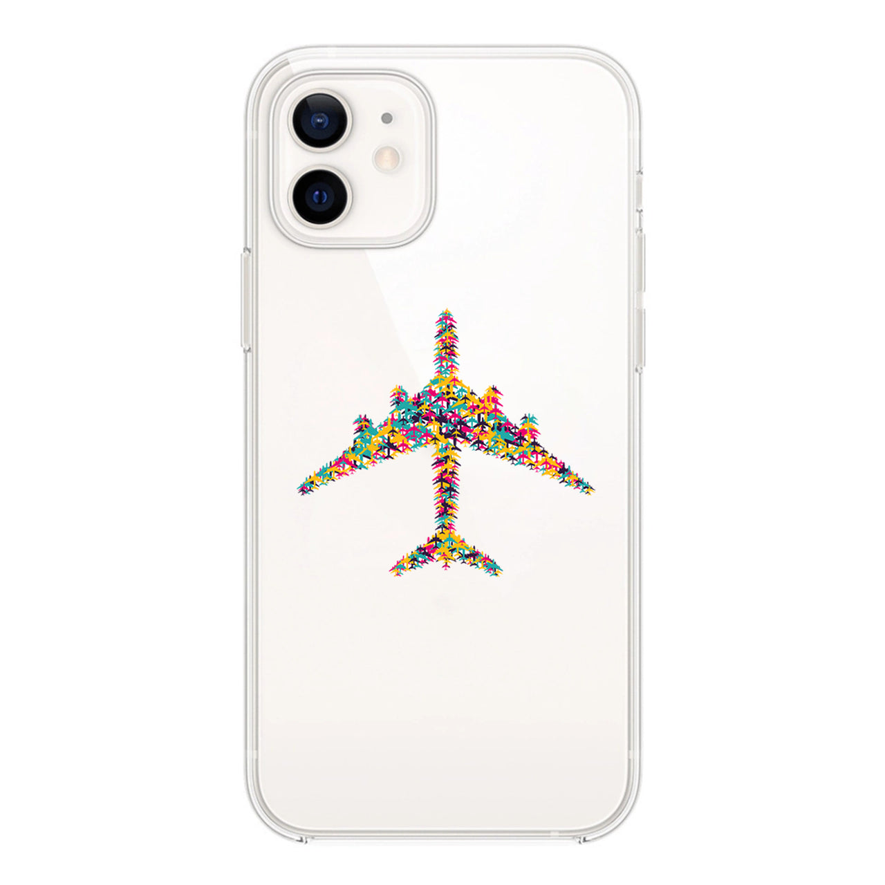 Colourful Airplane Designed Transparent Silicone iPhone Cases