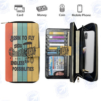 Thumbnail for Colourful Born To Fly Designed Leather Long Zipper Wallets