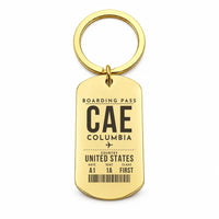 Thumbnail for Columbia Metropolitan Airport CAE - Key Chain - Boarding Pass Style - Gold