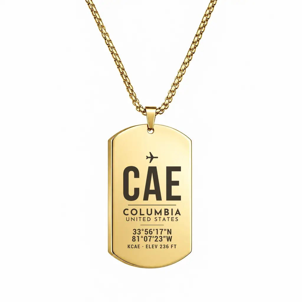 Columbia Metropolitan Airport CAE - Necklace - Original Design - Gold