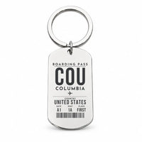 Thumbnail for Columbia Regional Airport COU - Key Chain - Boarding Pass Style - Silver