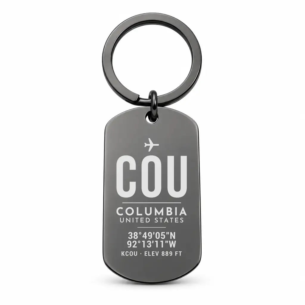 Columbia Regional Airport COU - Key Chain - Original Design - Black