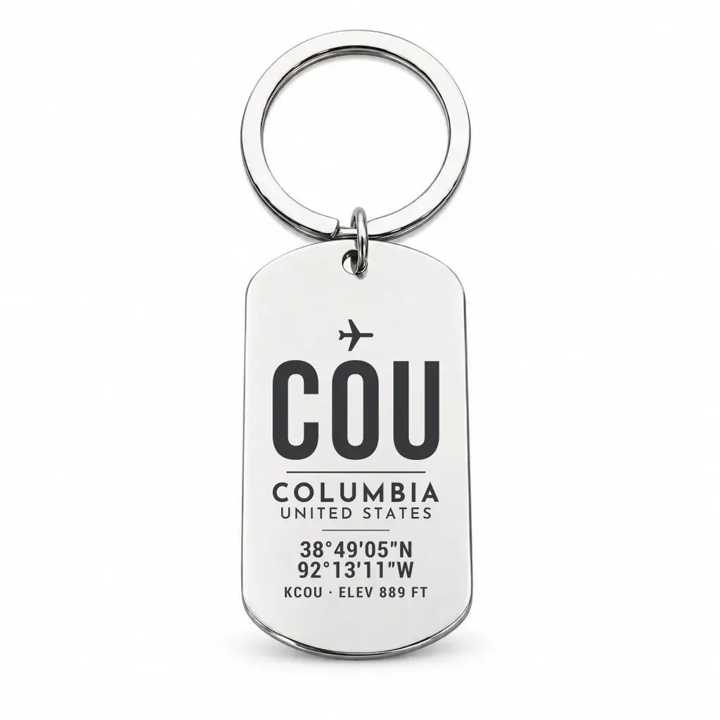 Columbia Regional Airport COU - Key Chain - Original Design - Silver