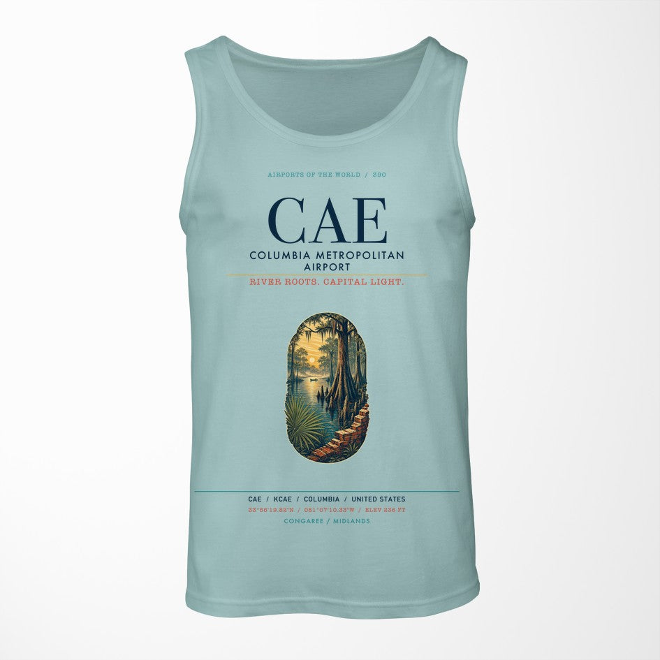 Columbia Metropolitan Airport (CAE) design on light green tank top