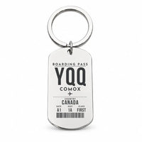 Thumbnail for Comox Valley Airport YQQ - Key Chain - Boarding Pass Style - Silver