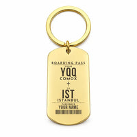 Thumbnail for Comox Valley Airport YQQ - Key Chain - Customizable Boarding Pass - Gold