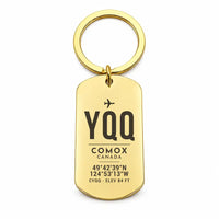 Thumbnail for Comox Valley Airport YQQ - Key Chain - Original Design - Gold