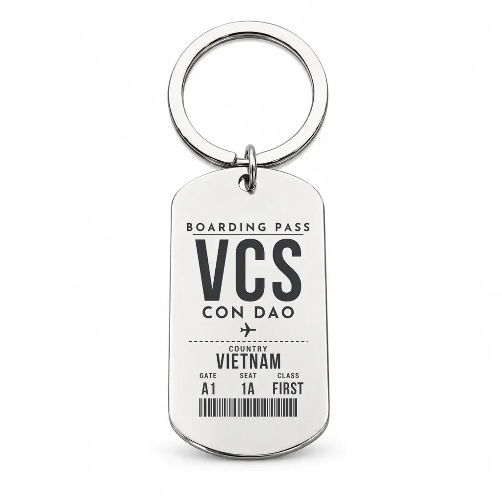 Con Dao Airport VCS - Key Chain - Boarding Pass Style - Silver