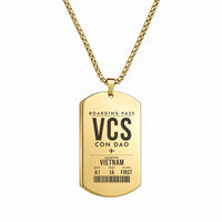 Thumbnail for Con Dao Airport VCS - Necklace - Boarding Pass Style - Gold