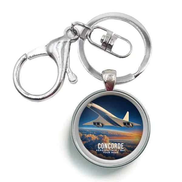 Concorde - 3D + Name - Circle Key Chain - Full Print