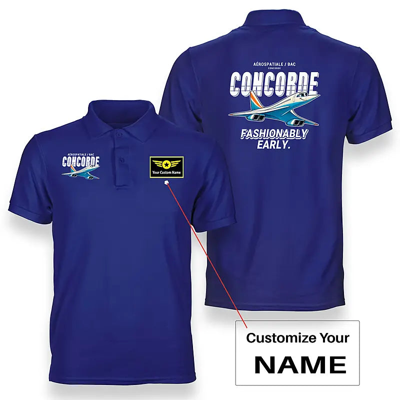 Concorde - Cartoon - Double-Side Polo - Blue + Name