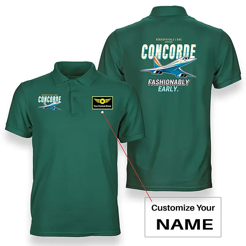 Concorde - Cartoon - Double-Side Polo - Green + Name
