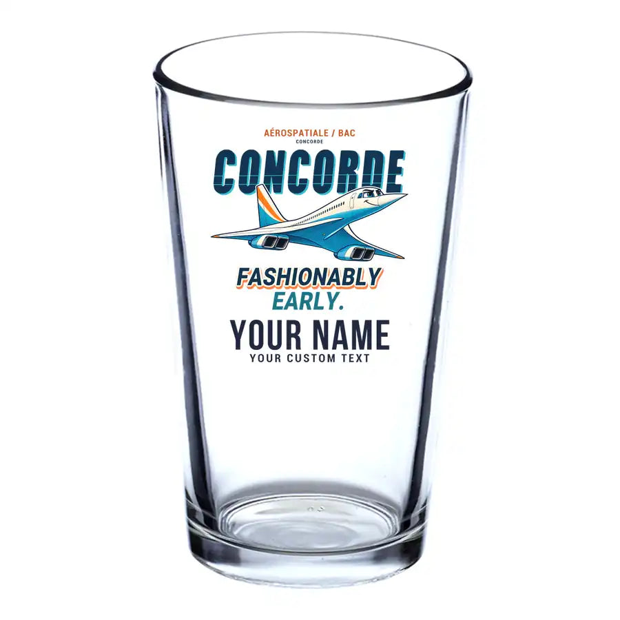 Concorde - Cartoon + Name - Beer & Water Glass