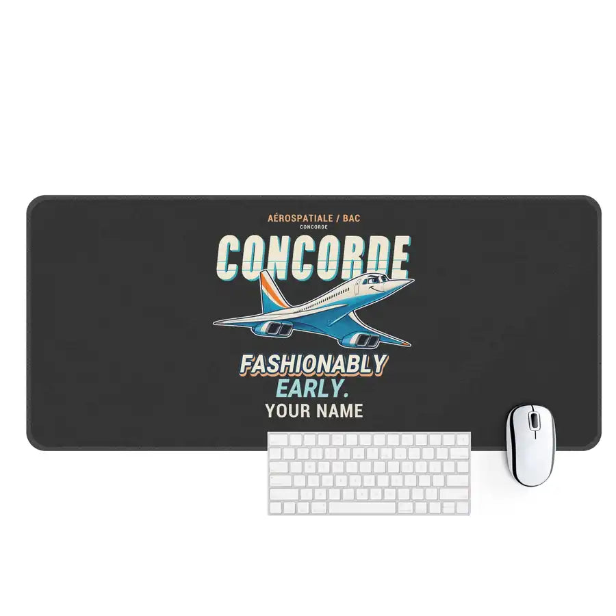 Concorde - Cartoon + Name - Desk Mat - Black