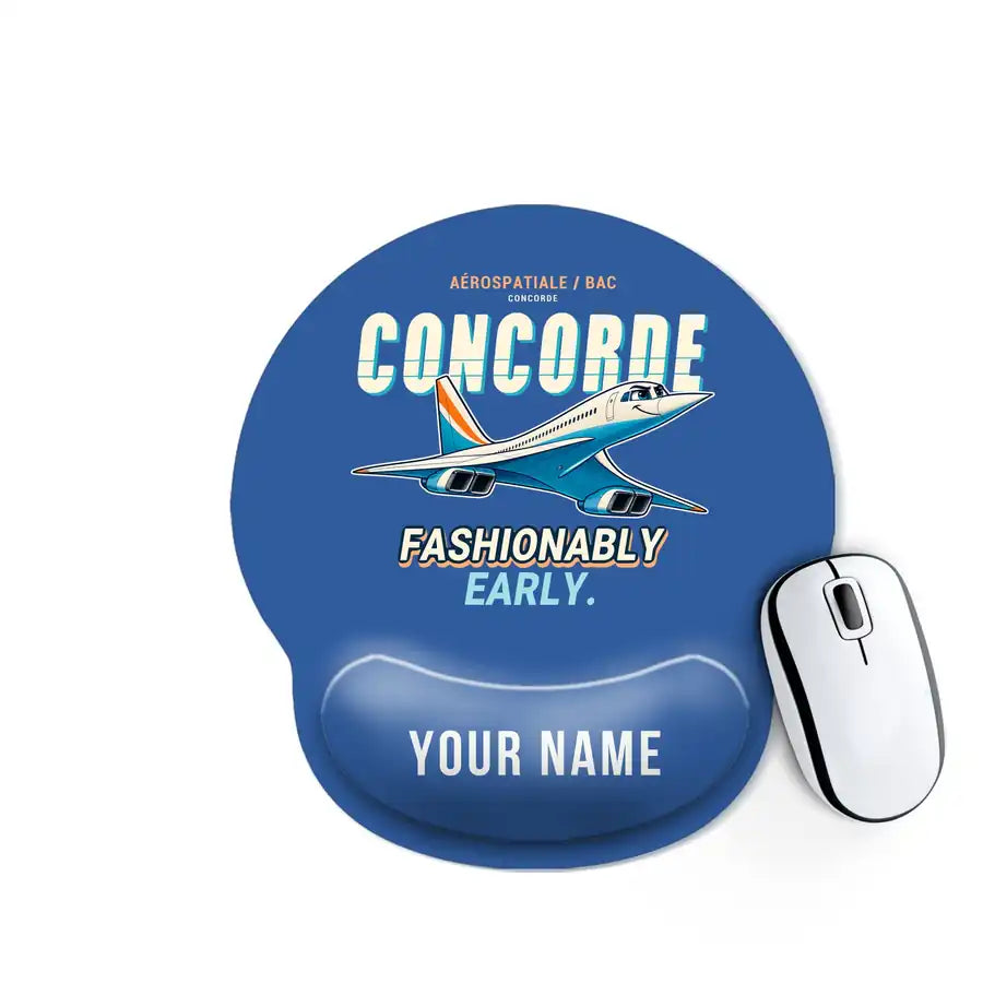Concorde - Cartoon + Name - Ergonomic Mouse Pad - Blue