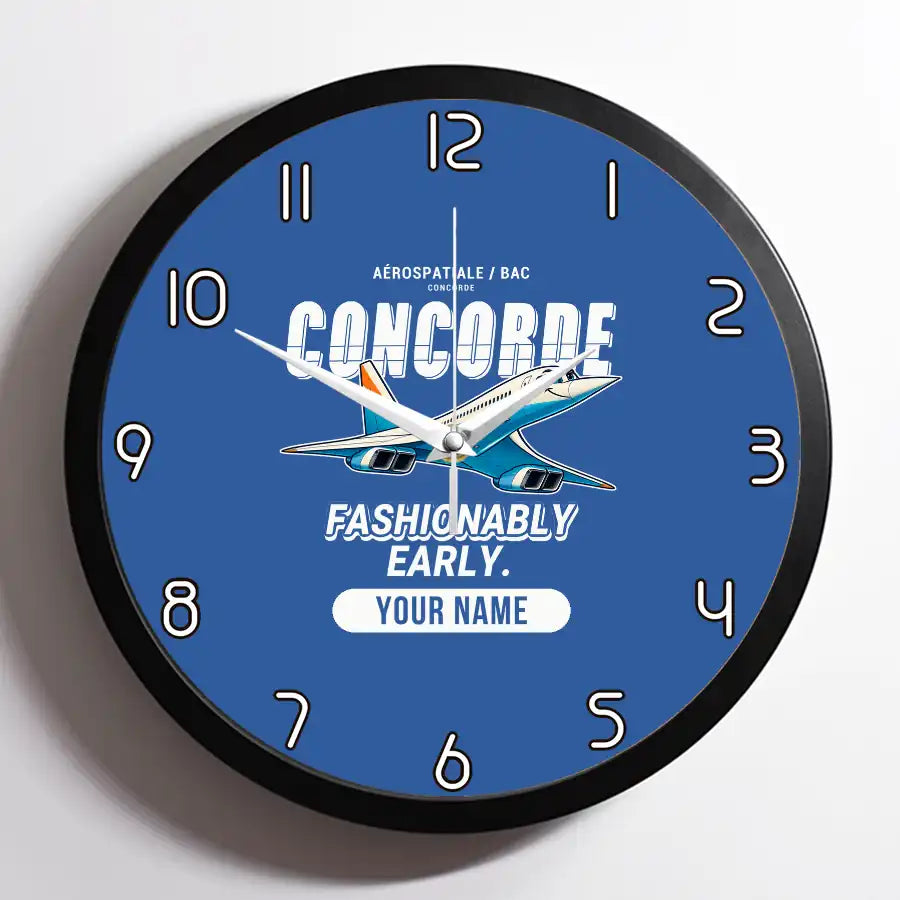 Concorde - Cartoon + Name - Framed - Blue